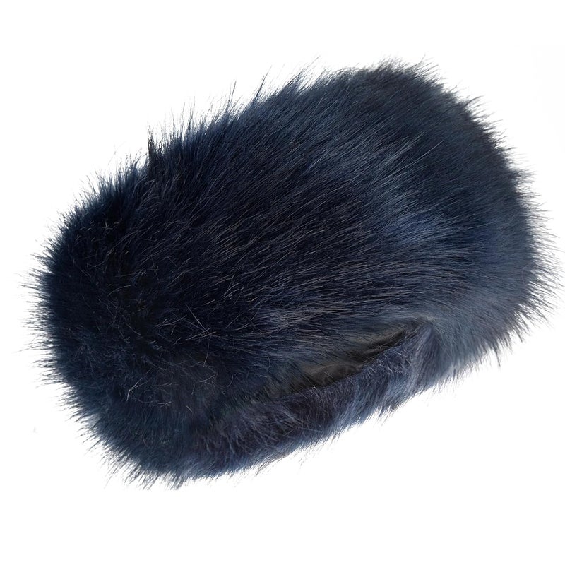 RANOME Faux Fur Headband for Women Elastic Fuzzy Thick Earmuffs Winter Headwrap Ear Muffs Furry Ear Warmers Cold Weather (Navy Blue) - Image 1